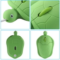 USB ožičeni miš, zeleni simpatični miš sa dizajnom oblika kornjača za životinje, tihi kabel za djecu za djecu, kompjuterski miš za macbook računar računar