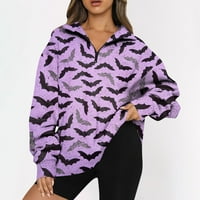 Ženske prevelike dukseve s kapuljačnim puloverima vrhovi Bat Print casual comfy pada modni odjeću