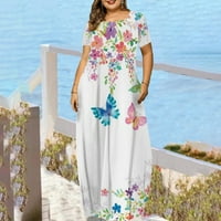 Yubatuo Womens Ljeto Ležerne prilike, a-line haljine sa džepom kratkih rukava O-izrez Maxi haljine za