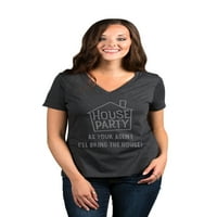 Thread Cisterna kuća Party Realtor ženska opuštena majica s V-izrezom TEE CHARCOAL mali