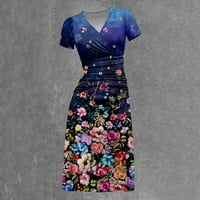 Žene Ljeto proljeće cvjetna haljina nagledne midi haljine plave veličine s