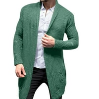 SNGXGN muški otvor na otvorenom kardigan sruši se ovratnik sa labavim džemperima za muškarce, zelena,
