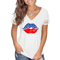 Tking Fashion Ženske vrhove ženske majice Patriotska majica Vintage Dan nezavisnosti Ispis Grafički