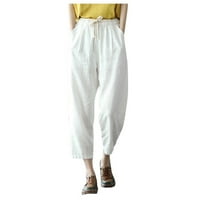 Knqrhpse hlače za žene Dukseve Žene Elastične čvrste hlače Pocket pantalone Ženske struk Labave i ženske
