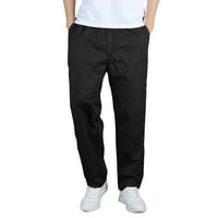 Muška modna casual labava pamuk plus džepni džepni čipkasti hlače elastične struke pantalone muške hlače
