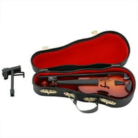 Prikaz modela violine s kućištem ručno ručno violine igračka drvena minijaturna violina, za uređenje uređenja ureda