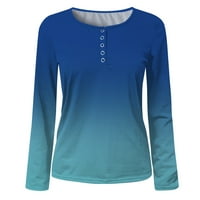 Miayilima Blue XL majice za žene vrhove dugih rukava slobodne bluze