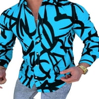 Abtel Muške bluze dugih rukava s dugim rukavima Redovni fit vrhovi Muške modne tuničke majice Plava