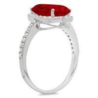 2.27ct ovalni rez crveni prirodni granat 14k Bijelo zlato Graviranje Izjava bridalne godišnjice Angažman vjenčanje halo ring veličine 7.75