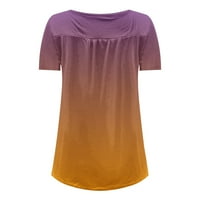 Homedles Žene Ljetni vrhovi - Modna ljetna labava tiskana majica okruglog vrata kratkih rukava casual bluza narandžasta