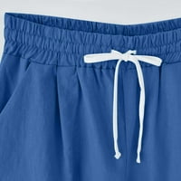 Posteljine hlače Žene Ljetne pamučne hlače Plus veličina visokih struka kratkih kratkih rukava Pokazivanje
