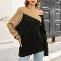 Pedort Ženska prevelika džemper s dugim rukavima Fuzzy pletene džemper za toplu pulover TOP Black, S