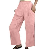 Ženske casual pantalone l Čvrsti elastični struk udobne pantalone s džepovima