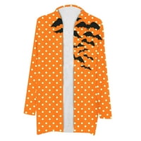 Ženska halloween Cardigan Cat bundeve Print Otvoreni prednji kaput stilski majice s dugim rukavima Flowy
