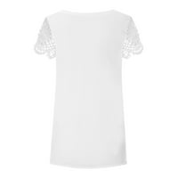 Smiješne majice za žene vole srce tiskano V-izrez kratki rukav top modni casual rezervoar ljeta čipka