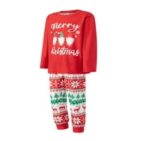 Božićni podudaranje Porodične pidžame, božićni tisak dugih rukava posada vrata + istegnuti hlače za