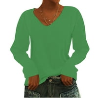 Cleance Trendy Žene vrhovi ženske modne casual boje V-izrez dugih rukava majica pulover vrhove