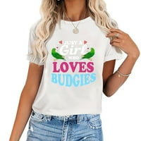 Djevojka koja voli Budgies Isus Lover Modni grafički majica kratkih rukava kratkih rukava sa jedinstvenim