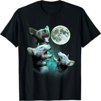 Tri mačke bez dlake bez dlake na mjesecu Wolfs Funny Parodijska majica