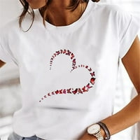 Majice za žensku majicu za žene grafički labav vrat izrez kampiranje udobne odjeće kratki rukav planinar Ležeran Crveni XL