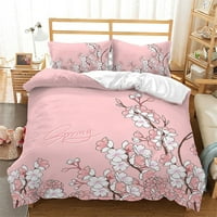 Cvjetovi trešnje Duvet Cover Japanski stil latica cvjetna posteljina set ružičasti cvjetni kombilter