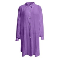 Ženske košulje Casual T majice Dugi rukavi Solid Colore Laroobratnice dugme Down Thets Bluzes