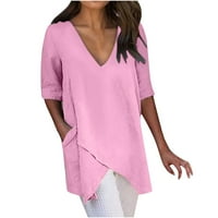 Žene čvrste vrhove V izrez majica za lakiranje pamučna bluza za blubu za uštedu ljeto cool tees casual