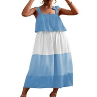 Sanviglor Women Maxi haljine ruffle duga haljina začuvane ljeto plaže za odmor BACK bez plave bijele