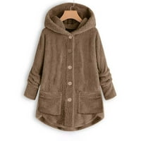 Moderska jakna za žene modni plišani džep zimski pamthik dugih rukava drži mačke uši topli kaput