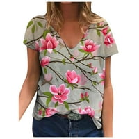 Yyeselk prekrasno cvjetni print ženske majice Trendi seksi V-izrez kratkih rukava ugodne bluze Modne