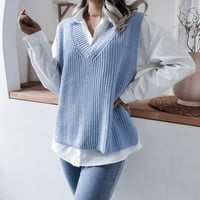 Xuan Binli ženski džemper V-izrez prsluk jednostavan čvrsti boje