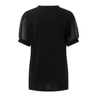 Majica Dyfzdhu za žene Casual Solid Color majica V izrez Elegantni šifon s kratkim rukavima TOP Black