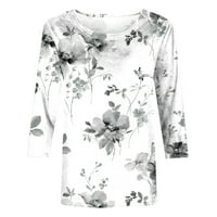 Majica za žene za žene, Dressy Casual Fall Top cvjetno tiskane majice za bluzu Trendy Loose Plus Veličina