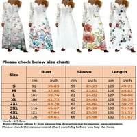 Bomotoo ženske duge haljine V izrez Maxi haljine cvjetni ispis labavi zabava bijeli 2xl