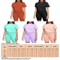 GRIANLOOK WOMENS Solid Color Actither Set kratki rukav i kratke hlače Podesite casual labavi trenerke