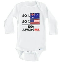 50% Australian 50% američka fenomenalna smiješna Australija zastava Jedna dječja bodica, 3-mjesečna