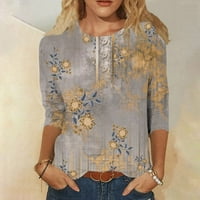 HFYIHGF Womens Tops Trendy Casual Ljeto Slatko cvjetni print okrugli vrat T košulje Modne labave bluze