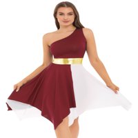 Yizyif womens lirski ples kostim Leotard haljina jedna ramena asimetrična haljina