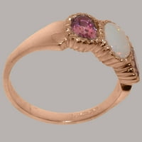 Britanska napravljena 9k ružičasti zlatni prirodni Opal i ružičasti turmalinski ženski prsten - Opcije