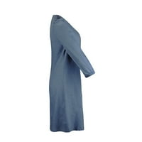 Frostluinaine haljine za žene čišćenje Ženska plus veličina modni casual v izrez Haljina kratkih rukava Denim Fau Jean haljina