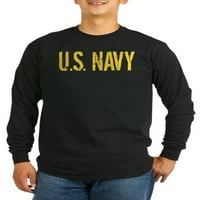 Cafepress - Američka mornarica: Zlatni šablon - tamna majica s dugim rukavima