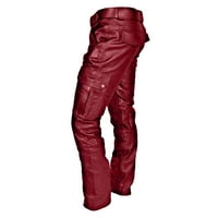 Pgeraug Muške dukseve Punk Retro Goth Slim Long pantalone Teretne hlače za muškarce Crveno 2xL