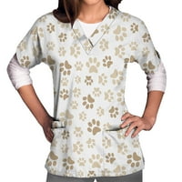 TKLPEHG Trendi sestre Unifor za žene za žene Cleance Cvjetni tiskani kratki rukav V-izrez Radni UniFor T košulje Ležerne prilike Ležerne prilike Ljetni modni bluze Sivi XL
