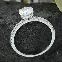 Moissite Solitaire zaručni prsten za žene, vjenčani opseg srebra sa 18k bijelim zlatnim laboratorijama stvorenim simuliranim okruglim dijamantnim prstenom, obećavaju vjenčani prstenovi-4.5