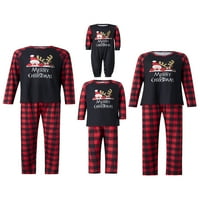 Porodica podudaranje božićne pidžame set za odrasle djece tiskane vrhove + plažene hlače Xmas Holiday