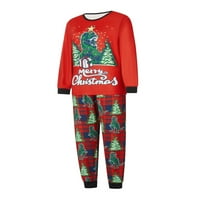 Porodica koja odgovara Božićne pidžame, baby rhoper slovo Božićno drvce Dinosaurus Print dugih rukava Pletene hlače Spavaće set