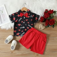 TODDLER Baby Boy Valentinovo odijelo kratki rukav revel srce za ispis na vrhu kratke hlače Summer odjeća set