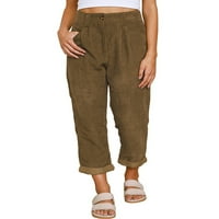 Žene Ležerne duge hlače, visoki struki džepovi u boji labave ravne pantalone