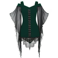 Halloween majice za žene Ženske modne modne žene Gothic čipka umetci majica rukava plus veličine vrhova