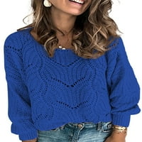 Asyoly ženska casual crewneck kabela pletena džemper od labavog pulover skakača dugih rukava